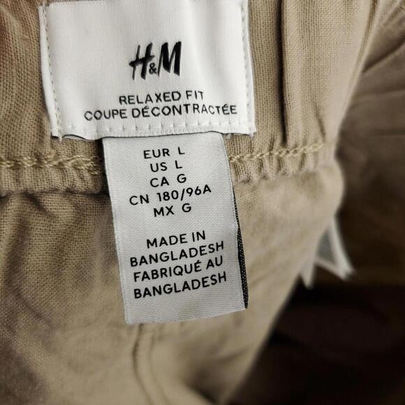 HM Pants Womens Large Relaxed Fit Ankle Tan Pull On Drawstring Waist Coastal - Picture 9 of 11